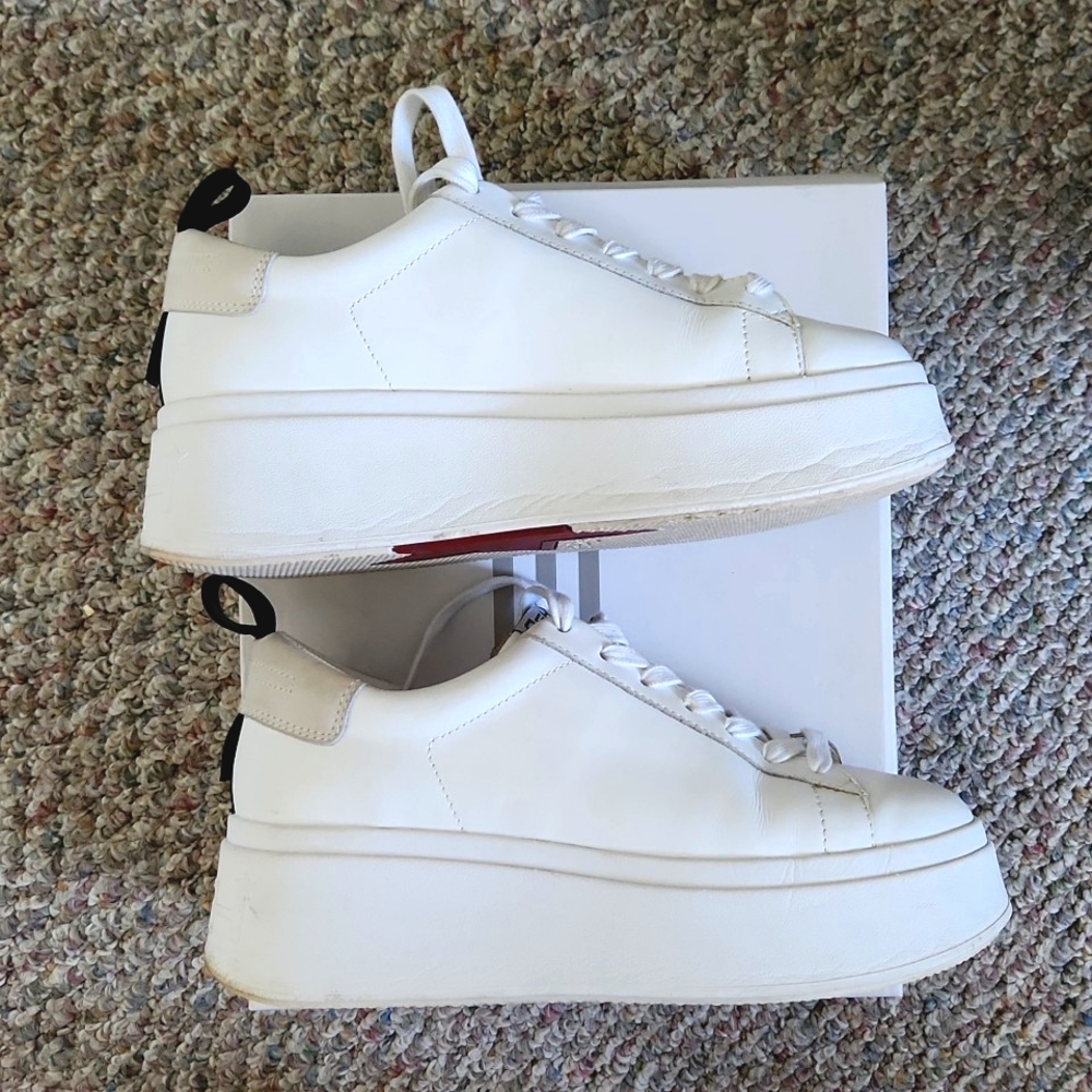 ASH platform white leather sneakers size 39